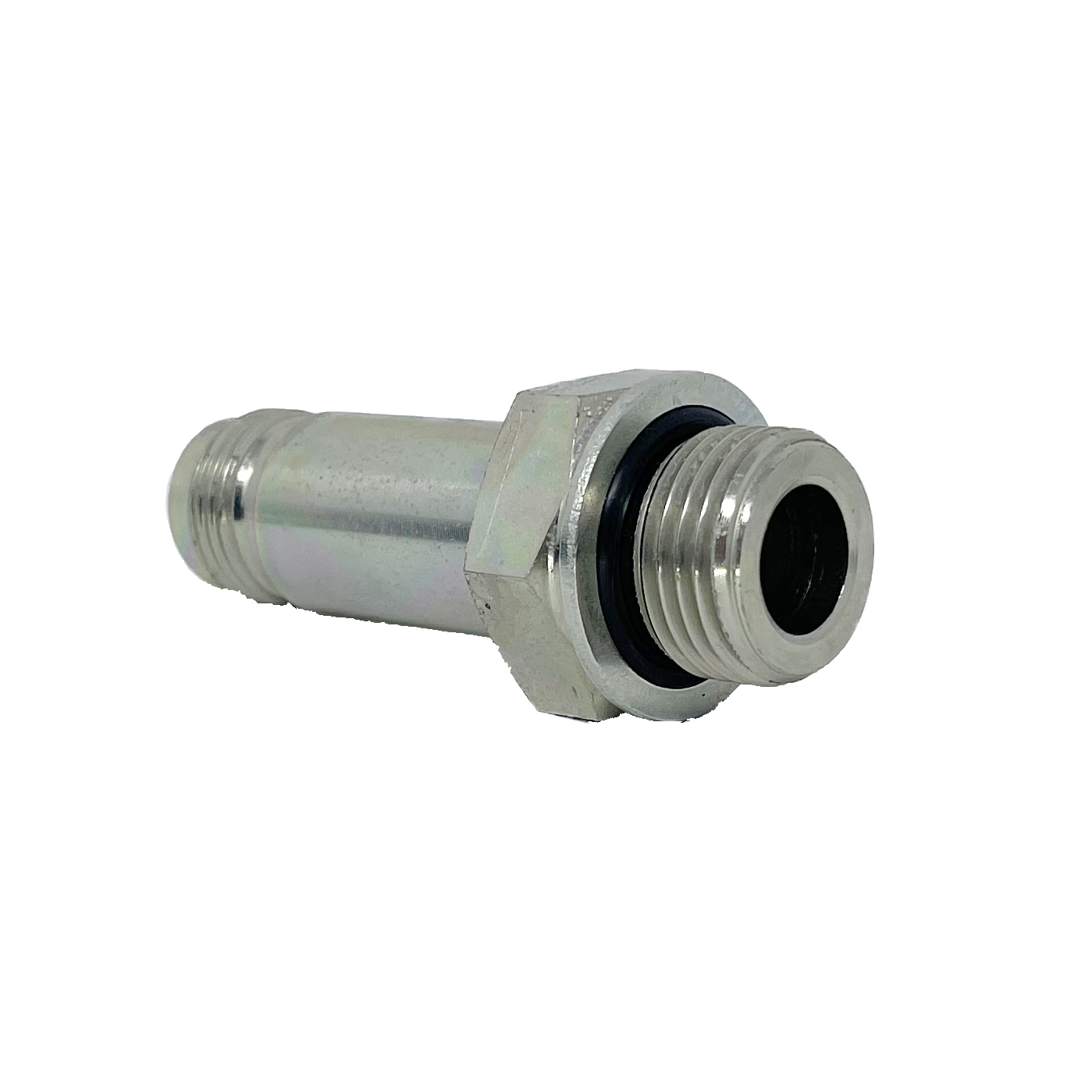 9002L-08-06 : Adaptall Straight Adapter, Male 0.5 (1/2") JIC x Male 0.375 (3/8") BSPP, Carbon Steel