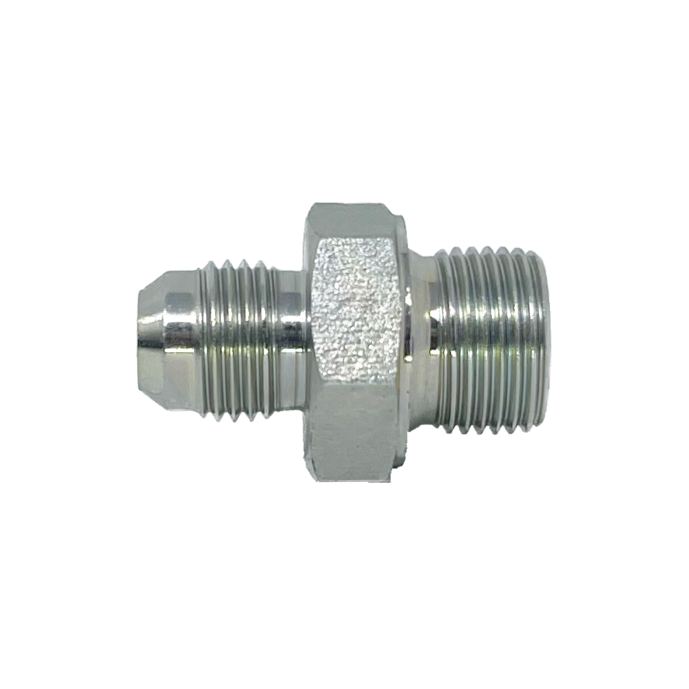 9005-05-04 : Adaptall Straight Steel Adapter, 1/2-20 (-05) Male JIC x 1/4-19 (-04) Male BSPP Flare, No Seal