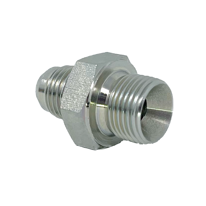 9005-06-04 : Adaptall Straight Steel Adapter, 9/16-18 (-06) Male JIC x 1/4-19 (-04) Male BSPP Flare, No Seal