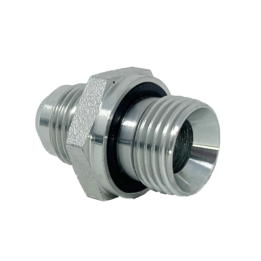 9005ES-16-16 : Adaptall Straight Steel Adapter, 1-5/16-12 (-16) Male JIC x 1-11 (-16) Male BSPP Flare, with P-Flex Elastomeric Seal