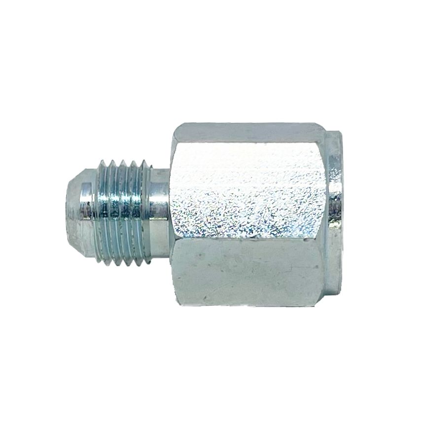 9009-08-12 : Adaptall Straight Steel Adapter, 3/4-16 (-08) Male JIC x 3/4-14 (-12) Female BSPP