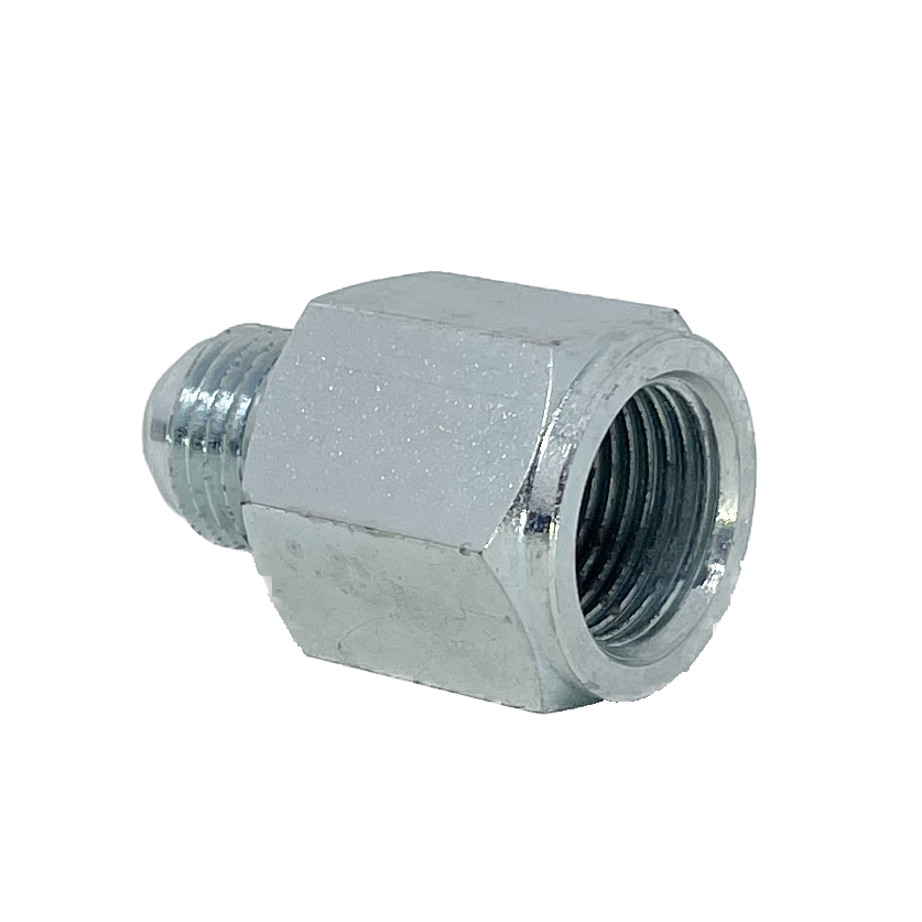 9009-04-02 : Adaptall Straight Steel Adapter, 7/16-20 (-04) Male JIC x 1/8-28 (-02) Female BSPP