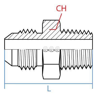 9011-08-06 : Adaptall Straight Steel Adapter, 3/4-16 (-08) Male JIC x 3/8-19 (-06) Male BSPT