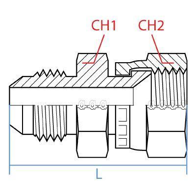 9020-06-05 : Adaptall Straight Adapter, Male 0.375 (3/8") JIC x Female 0.6875 (5/16") JIC, Carbon Steel
