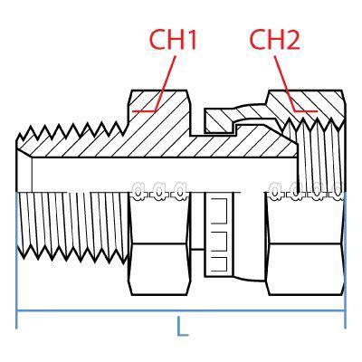 9023-06-04 : Adaptall Straight Steel Swivel Adapter, 3/8-18 (-06) Male NPT x 1/4-19 (-04) Female BSPP 60° Flare