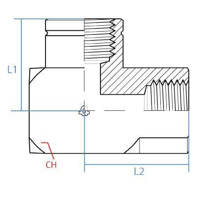 9076-12-12 : Adaptall 90-Degree Adapter, Female 0.75 (3/4") BSPP x Female 0.75 (3/4") BSPP, Carbon Steel, BRASS = 8075-12-12