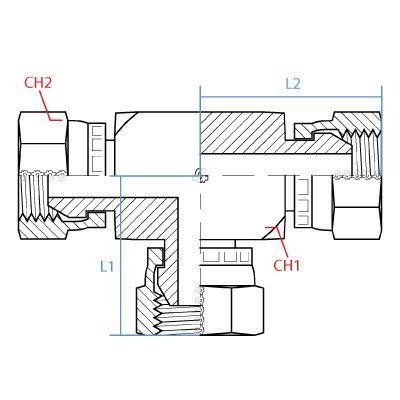 9085-10-10-10 : Adaptall Tee Adapter, Female 0.625 (5/8") BSPP x Female 0.625 (5/8") BSPP x Female 0.625 (5/8") BSPP, Carbon Steel