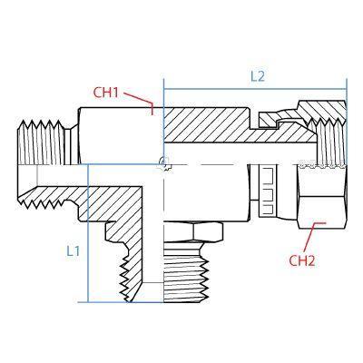9090-02-02-02 : Adaptall Tee Adapter, Male 0.125 (1/8") BSPP x Female 0.125 (1/8") BSPP x Male 1/8" BSPP, Carbon Steel