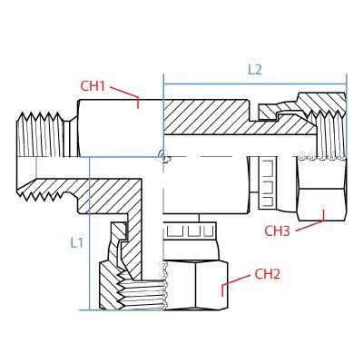 9095-02-02-02 : Adaptall Tee Adapter, Male 0.125 (1/8") BSPP x Female 0.125 (1/8") BSPP x Female 1/8" BSPP, Carbon Steel