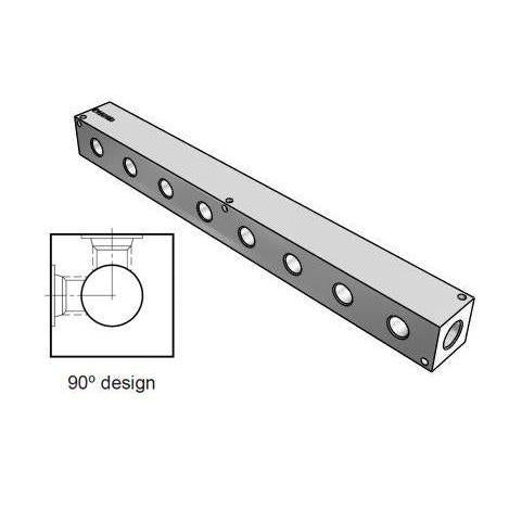 AH0900808S : Daman Header Manifold, Aluminum, 3000psi, 90 Degree, Eight Station, #8 SAE (1/2) Ports