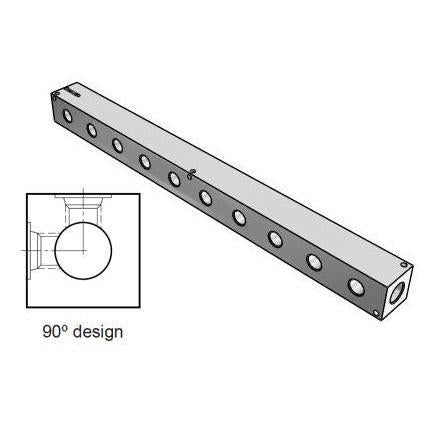 AH0901004P : Daman Header Manifold, Aluminum, 3000psi, 90 Degree, Ten Station, 1/4 NPT Ports