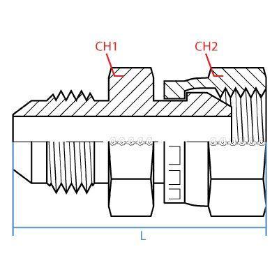 9240-10-08 : Adaptall Straight Steel Adapter, 7/8-14 (-10) Male JIC x 1/2-14 (-08) Female BSPP Swivel