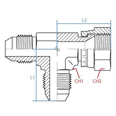 9391-30-30-30 : Adaptall Tee Adapter, Male 30MM Komatsu x Male 30MM Komatsu x Female 30MM Komatsu, Carbon Steel