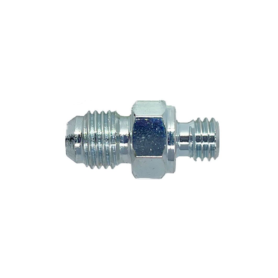 9605-20-L27-38X1.5 : Adaptall Straight Adapter, Male 1.25 (1-1/4") JIC x Male L27 SPECIAL DIN Tube, Carbon Steel, Light Duty