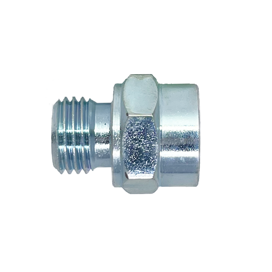 9624-12-L18-26 : Adaptall Straight Adapter, Female 0.75 (3/4") JIC x Male L18 DIN Tube, Carbon Steel, Light Duty