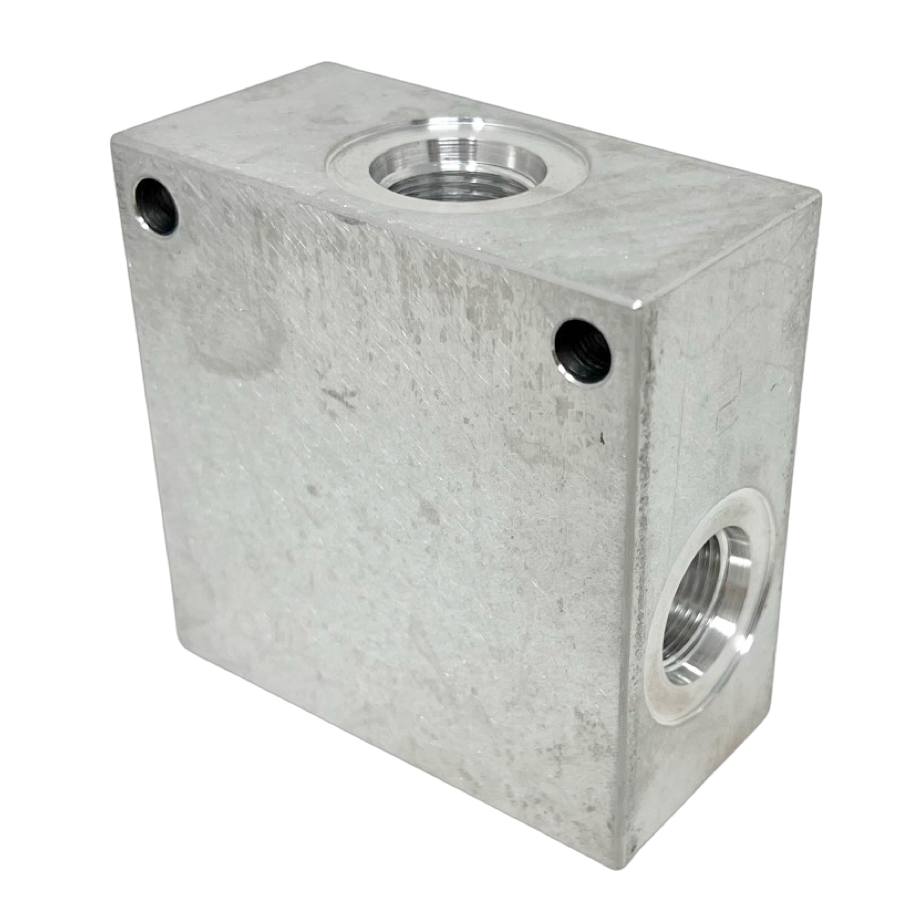 AC083CB6S : Daman Common Cavity Body, C-8-3 Cartridge Cavity, #6 SAE (3/8") Port Connections, 3000psi Rated, Aluminum, Without Gauge Port
