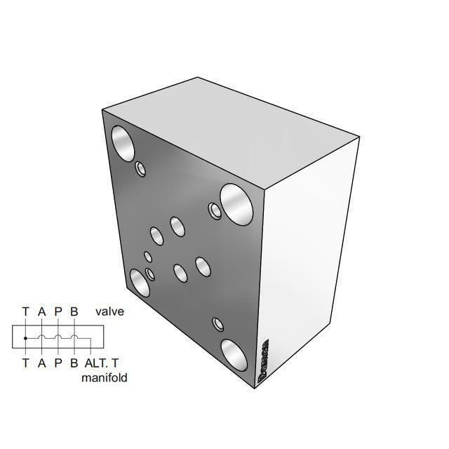 AD03D05VAAB : Daman Valve Adapter, D03 to D05, Aluminum, 3000psi Rated, A common to A, B common to B