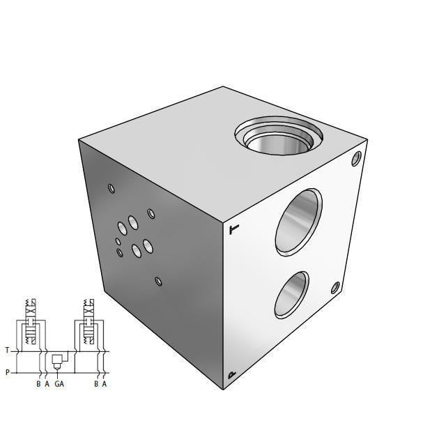 Flowfit CETOP 3, 2 Station Stahlverteiler Mit Entlastungsventilgehäuse Flowfit CETOP 3, 2 Station Stahlverteiler Mit Entlastungsventilgehäuse