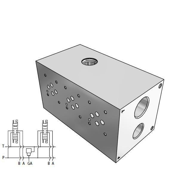 DD03P032S/S : Daman CETOP Manifold, D03 (NG6), Parallel Standard Flow, Ductile Iron, 5000psi, 3-Station, #10 SAE (5/8") P Port, With T-10A Sun Cavity