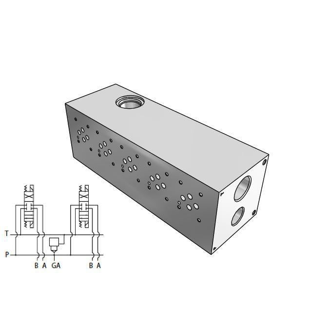 DD03P052S/C : Daman CETOP Manifold, D03 (NG6), Parallel Standard Flow, Ductile Iron, 5000psi, 5-Station, #10 SAE (5/8") P Port, With C-10-2 Common Cavity