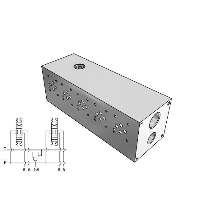 DD03P052S/S : Daman CETOP Manifold, D03 (NG6), Parallel Standard Flow, Ductile Iron, 5000psi, 5-Station, #10 SAE (5/8") P Port, With T-10A Sun Cavity