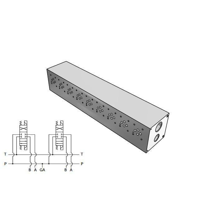 AD03HP092S : Daman CETOP Manifold, D03 (NG6), Parallel High Flow, Aluminum, 3000psi, 9-Station, #12 SAE (3/4") P Port, No Relief