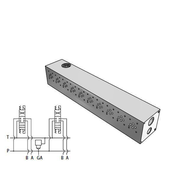 AD03P102S/C : Daman CETOP Manifold, D03 (NG6), Parallel Standard Flow, Aluminum, 3000psi, 10-Station, #10 SAE (5/8") P Port, With C-10-2 Common Cavity