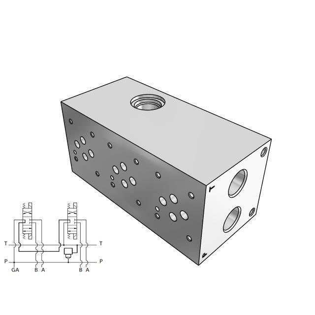 AD03S032S/C : Daman CETOP Manifold, D03 (NG6), Series Circuit, Aluminum, 3000psi, Three Station, #10 SAE (5/8) Pressure Port, Wi