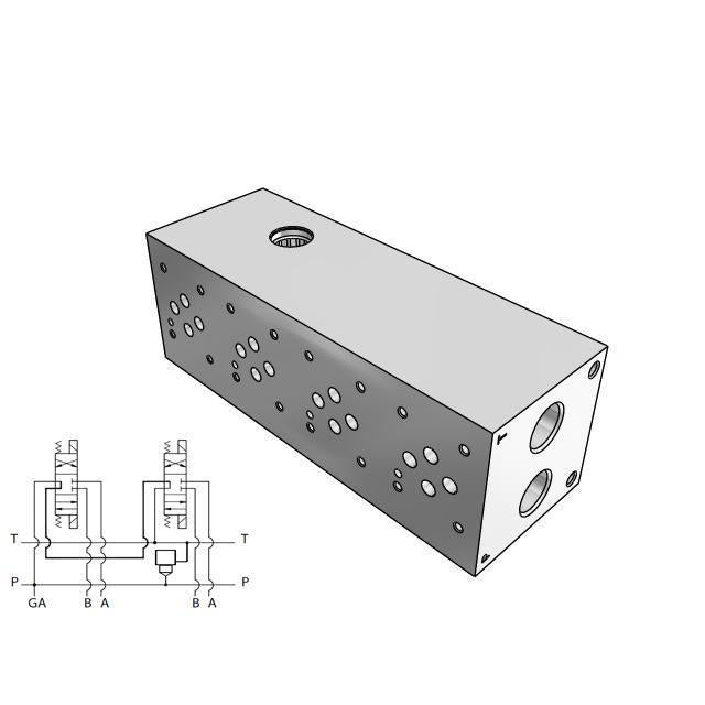 AD03S042S/S : Daman CETOP Manifold, D03 (NG6), Series Circuit, Aluminum, 3000psi, Four Station, #10 SAE (5/8) Pressure Port, Wit