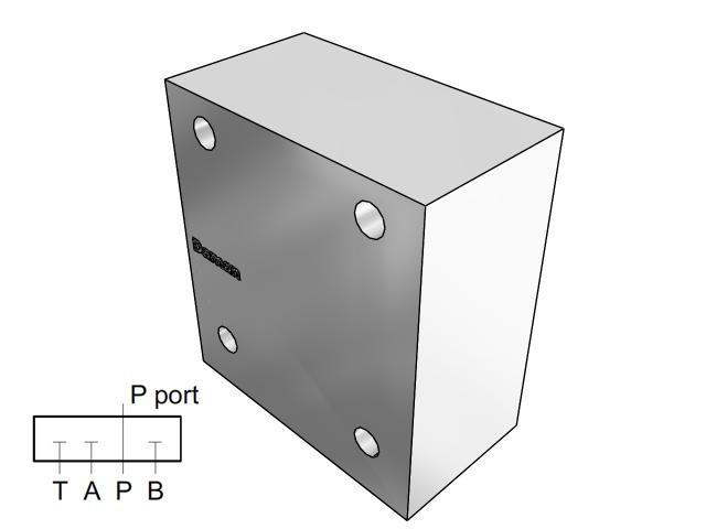 DD05CPPG : Daman Cover (Blanking) Plate, Ductile Iron, 5000psi, D05 (NG10), Parallel Circuit, All Ports Blocked, with Gauge Port