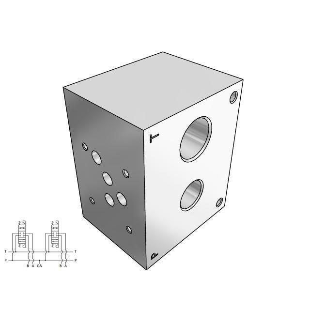 DD05P013S : Daman CETOP Manifold, D05 (NG10), Parallel Standard Flow, Ductile Iron, 5000psi, 1-Station, #12 SAE (3/4") P Port, No Relief