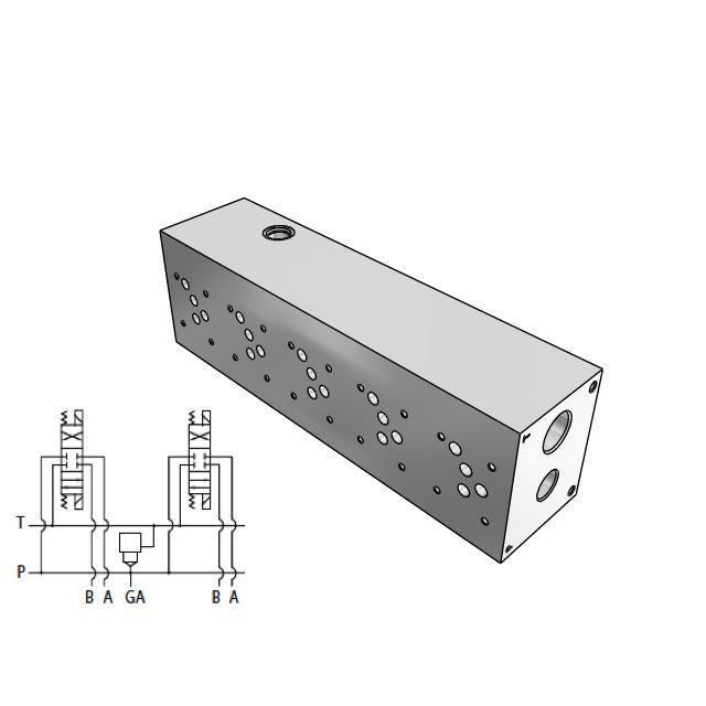 AD05HP053S/C : Daman CETOP Manifold, D05 (NG10), Parallel High Flow, Aluminum, 3000psi, 5-Station, #12 SAE (3/4") P Port, With C-16-2 Common Cavity