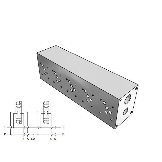 AD05HP053S : Daman CETOP Manifold, D05 (NG10), Parallel High Flow, Aluminum, 3000psi, 5-Station, #12 SAE (3/4") P Port, No Relief
