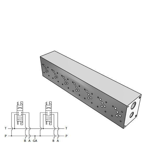 AD05P073P : Daman CETOP Manifold, D05 (NG10), Parallel Standard Flow, Aluminum, 3000psi, 7-Station, 3/4" NPT P Port, No Relief