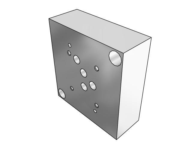 DD05HSPB12S : Daman Subplate, Ductile Iron, 5000psi, D05 (NG10) Hi Flow valve pattern, Back Ported, #12 SAE (3/4"), No Relief