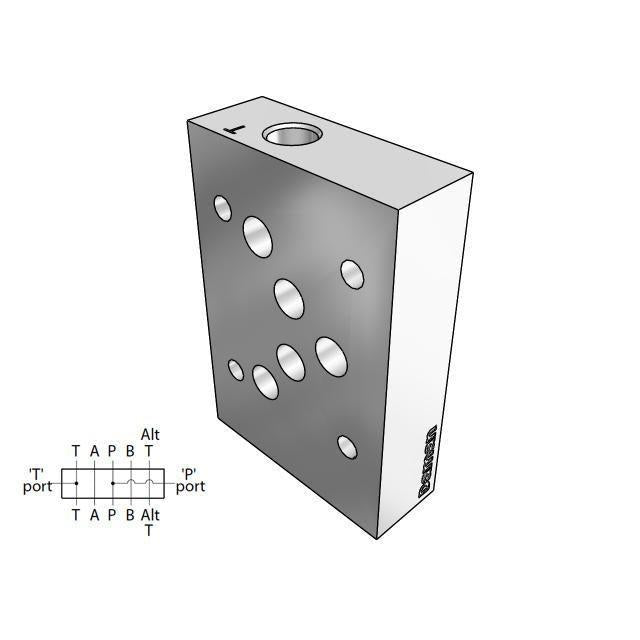 AD05TPPT4S : Daman Tapping Plate, D05 (NG10), P and T Ports Tapped, #4 SAE (1/4)