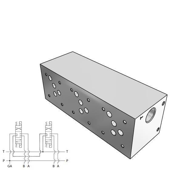 AD05S033S : Daman CETOP Manifold, D05 (NG10), Series Circuit, Aluminum, 3000psi, Three Station, #12 SAE (3/4) Pressure Port, No