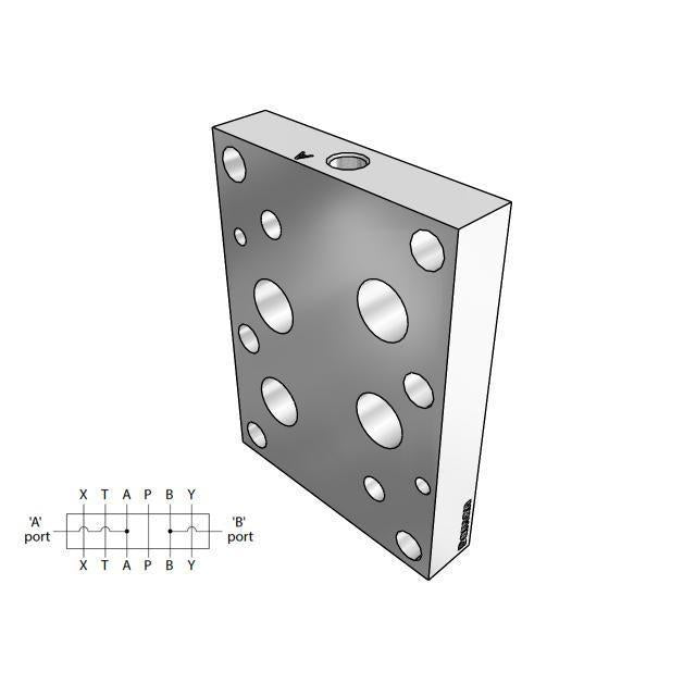 AD08TPAB4P : Daman Tapping Plate, D08 (NG25), A and B Ports Tapped, 1/4 NPT