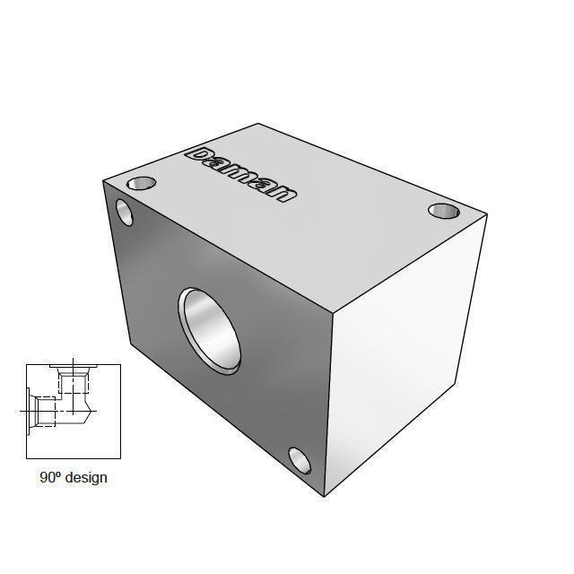 AJ0900108P : Daman Junction Manifold, 90 Degree , Aluminum, One Station, 1/2 NPT Ports