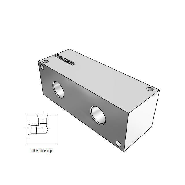 AJ0900212S : Daman Junction Manifold, 90 Degree , Aluminum, Two Station, #12 SAE (3/4) Ports