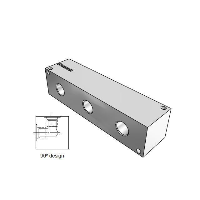 AJ0900308S : Daman Junction Manifold, 90 Degree , Aluminum, Three Station, #8 SAE (1/2) Ports
