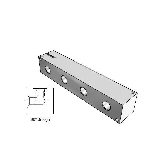 AJ0900408S : Daman Junction Manifold, 90 Degree , Aluminum, Four Station, #8 SAE (1/2) Ports