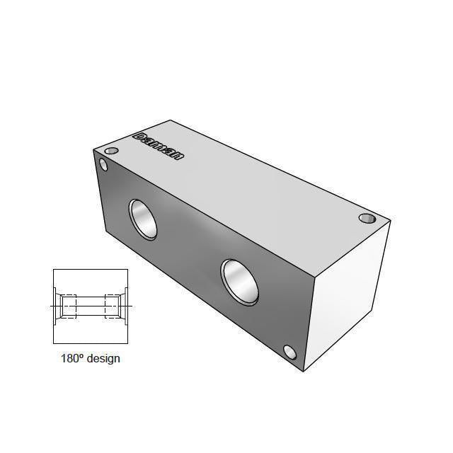 AJ1800216S : Daman Junction Manifold, 180 Degree, Aluminum, Two Station, #16 SAE (1) Ports