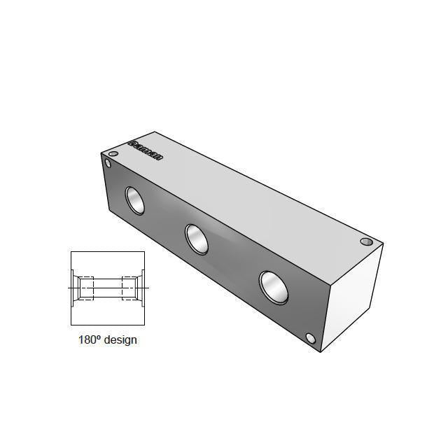 AJ1800306S : Daman Junction Manifold, 180 Degree, Aluminum, Three Station, #6 SAE (3/8) Ports