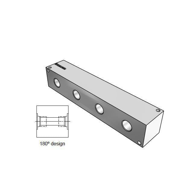AJ1800412S : Daman Junction Manifold, 180 Degree, Aluminum, Four Station, #12 SAE (3/4) Ports