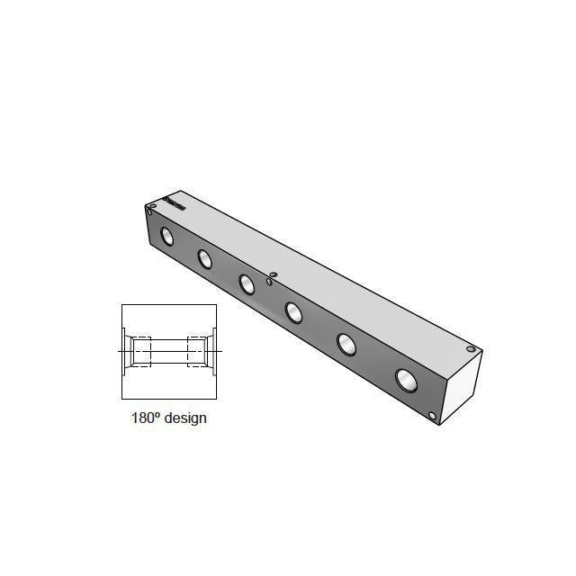 AJ1800608S : Daman Junction Manifold, 180 Degree, Aluminum, Six Station, #8 SAE (1/2) Ports