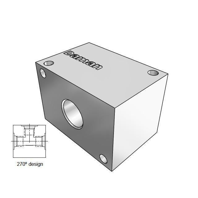 AJ2700108S : Daman Junction Manifold, 270 Degree , Aluminum, One Station, #8 SAE (1/2) Ports