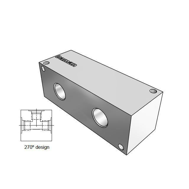 DJ2700208S : Daman Junction Manifold, 270 Degree , Ductile Iron, Two Station, #8 SAE (1/2) Ports