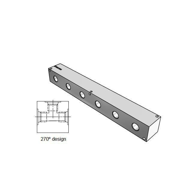DJ2700612S : Daman Junction Manifold, 270 Degree , Ductile Iron, Six Station, #12 SAE (3/4) Ports