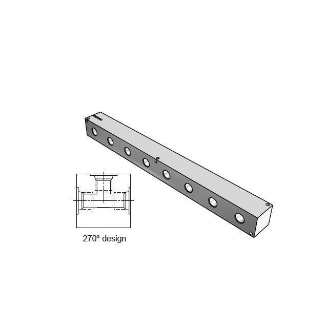 AJ2700808S : Daman Junction Manifold, 270 Degree , Aluminum, Eight Station, #8 SAE (1/2) Ports